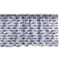 thumbnail image 1 of Nautical Window Valance, Monochrome Hand Drawn Hatched Style Fish Pattern with Minimal Bubbles, Curtain Valance for Kitchen Bedroom with Rod Pocket, 54" X 18", Violet Blue and White, by Ambesonne, 1 of 3