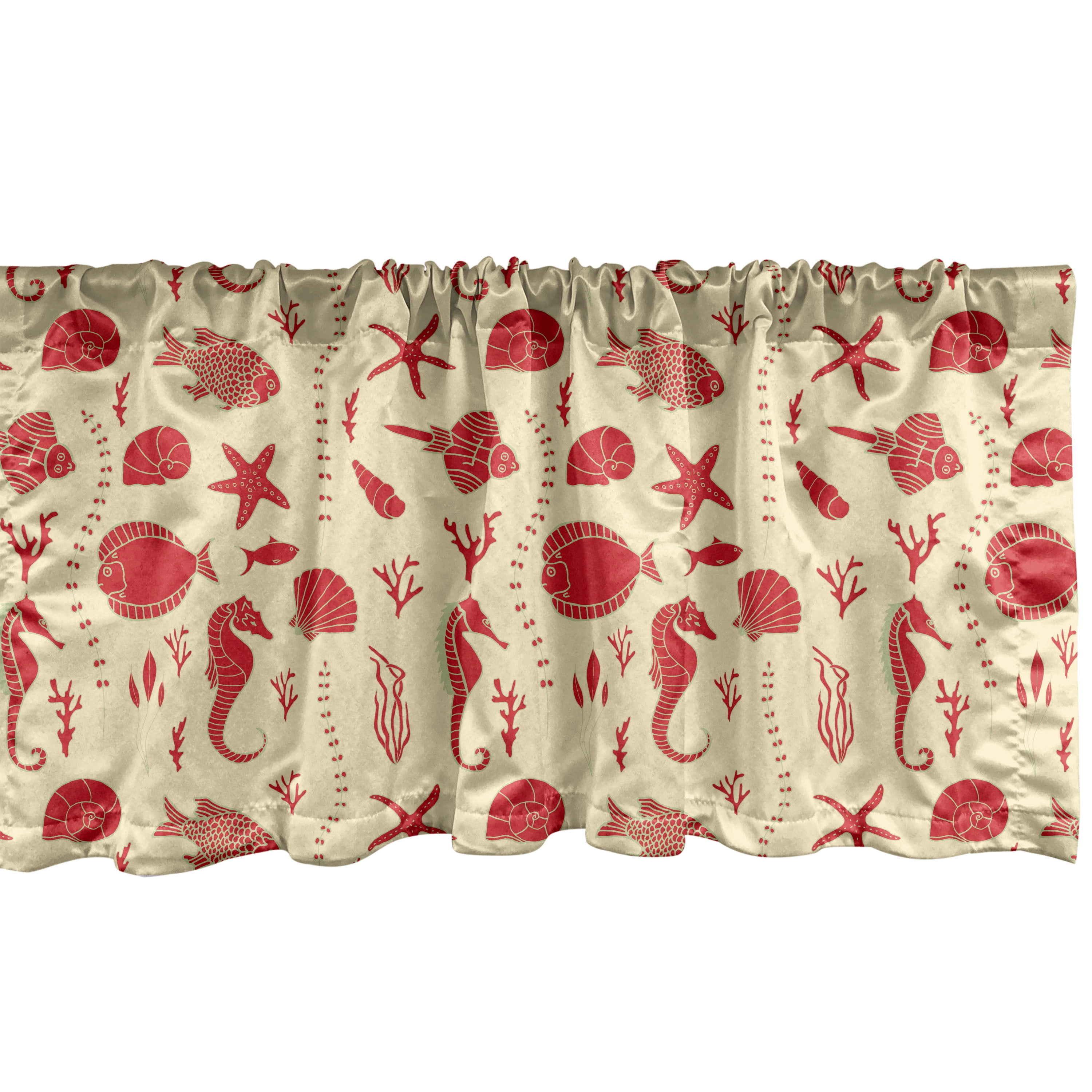 Nautical Window Valance Pack of 2, Undersea Composition Animals Pattern ...