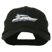 Nautical Yacht Embroidered Pet Spun Washed Cap - Black OSFM