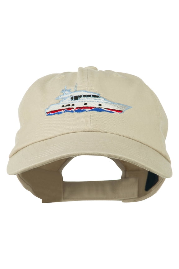 Nautical Yacht Embroidered Pet Spun Washed Cap - Stone OSFM
