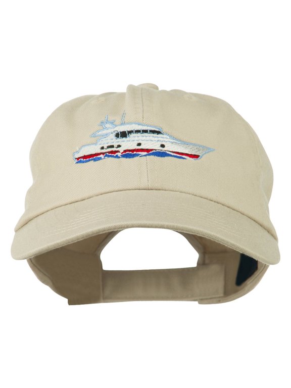 Nautical Yacht Embroidered Pet Spun Washed Cap - Stone OSFM