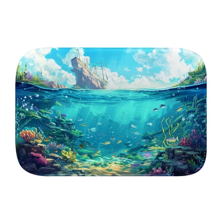 Nautical landscapes 537 Non-Slip Memory Foam Bath Rug: Absorbent, Quick-Dry, Machine Washable, Soft & Comfortable - S