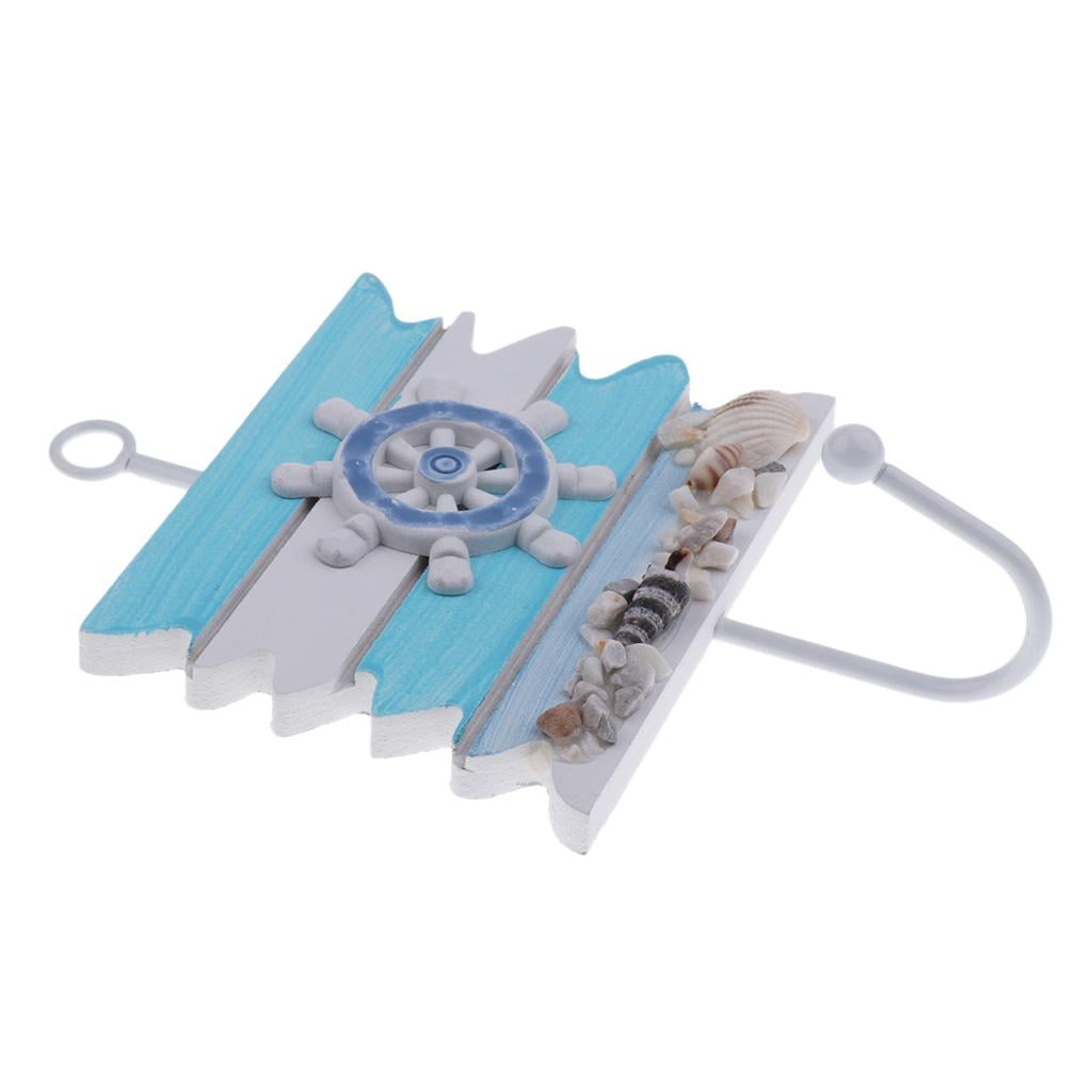 SAILINGSTORY Nautical Wall Decor With Coat Hooks & Shelf - Distressed Wood Finish, 16.54"W - View #10