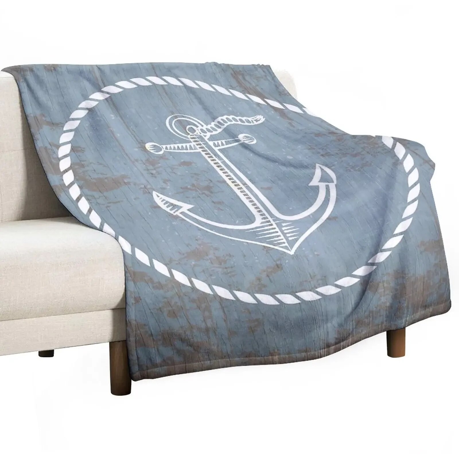 Nautical sailor painting printing blanket Rudder plush bed cover RV