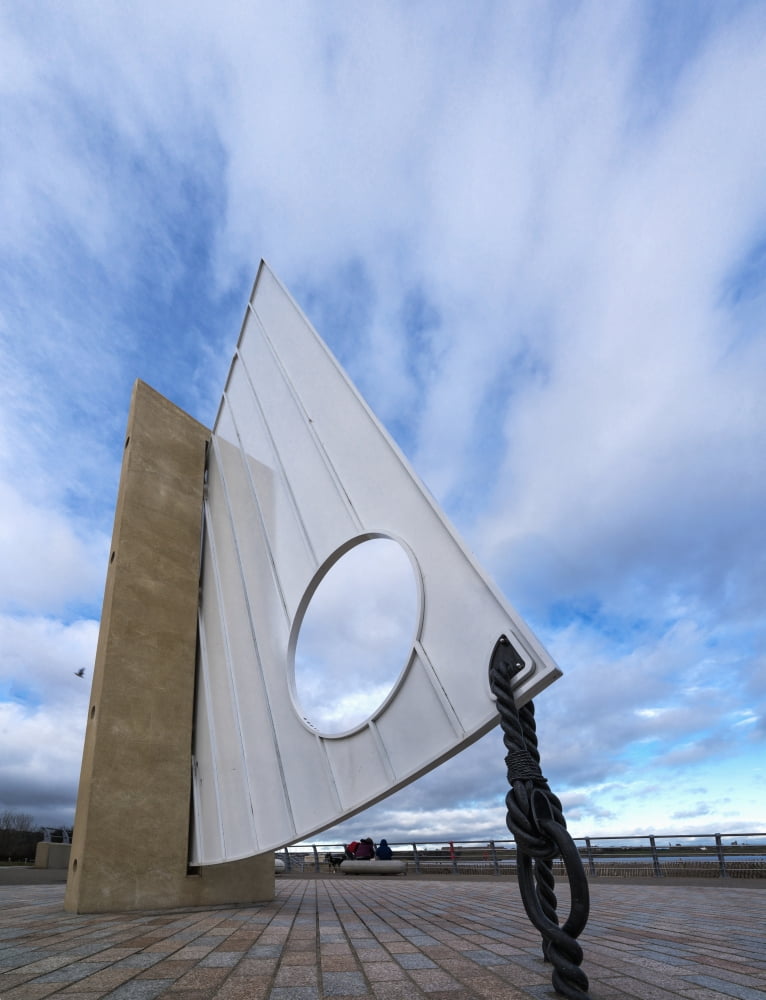 Nautical sculpture of a boat sail at the waterfront South Shields Tyne and Wear England Canvas Art - John Short Design Pics (26 x 34)