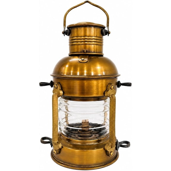 Nautical10 Inch Antique Ship Boat Oil Lantern-Collectible Decorative Lamp -Maritime Red Glass Lantern-Boat Lamps