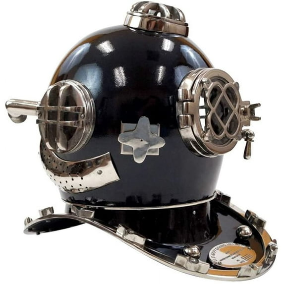 NauticalMart 18 INCH Aluminum Divers Helmet Black Finish Scuba Diving Helmet