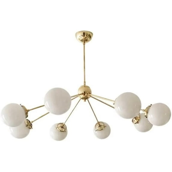 NauticalMart 8 Light Globe Mid Century Brass Sputnik Chandelier Light Fixture (Brass)