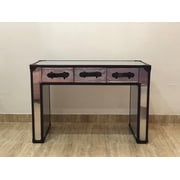 NauticalMart Aluminium Aviation Modern Style Console Desk Furniture w/ 3 Storage Drawers Sideboard Table for Living Room Home & Office Aviator (40 Inches)