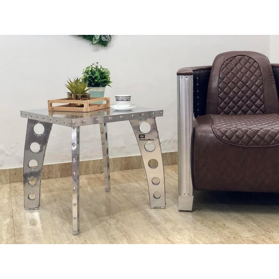 NauticalMart AluminumAviator Spitfire Sofa Chair Wing Desk Coffee Table End Table Living Room Decoration (Side Table)