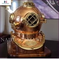 thumbnail image 1 of NauticalMart Antique Brass Scuba Diving Divers Helmet US Navy Mark V Solid Brass 18'' w/Base, 1 of 2