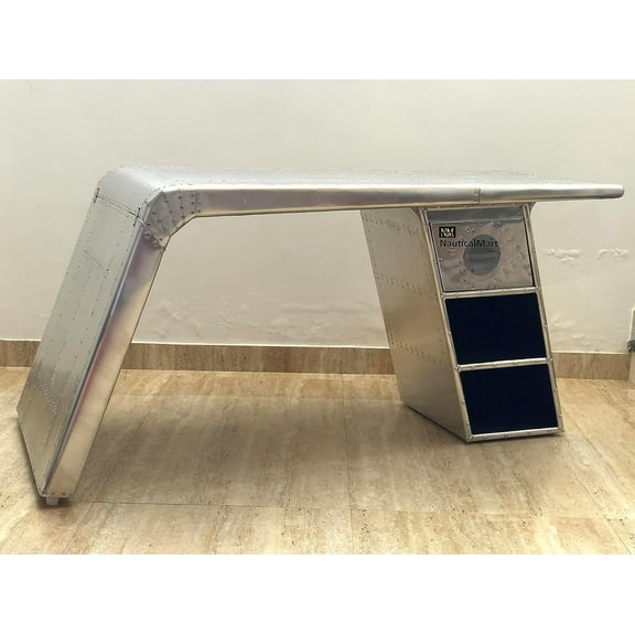NauticalMart Aviator Airplane Wing Desk Aluminium Table Aviator Home Office Living Room Furniture (72 Inches)