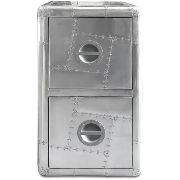 NauticalMart Aviator Office File Cabinet Aluminum Two Drawers for Home Office Decorative Furniture