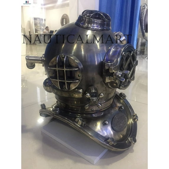 NauticalMart Divers Helmet 1942 Schrader WW II U.S. Navy MK V Dive Helmet