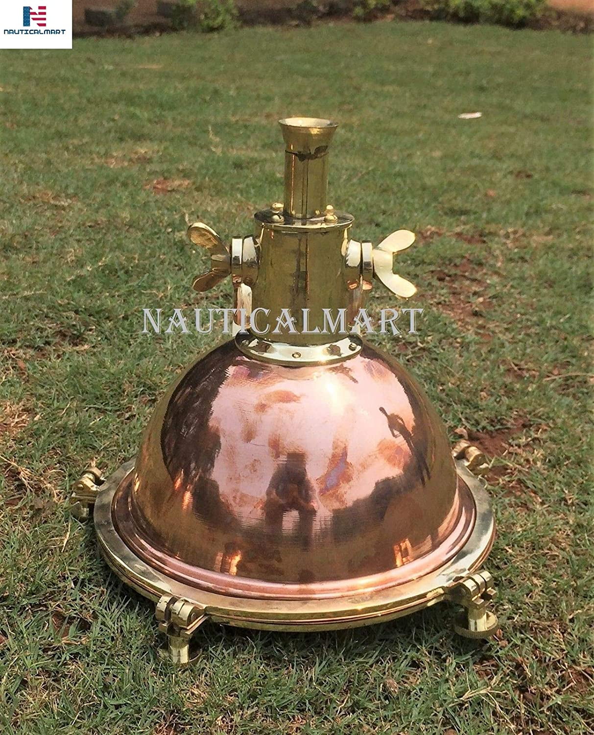 NauticalMart Nautical Marine Hanging Ceiling Cargo Pendant Brass & Copper Light 1Pcs