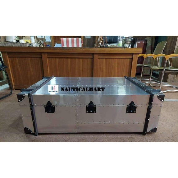 NauticalMart Richard's trunk coffee table aluminium (49"x 32"x16") for home decor