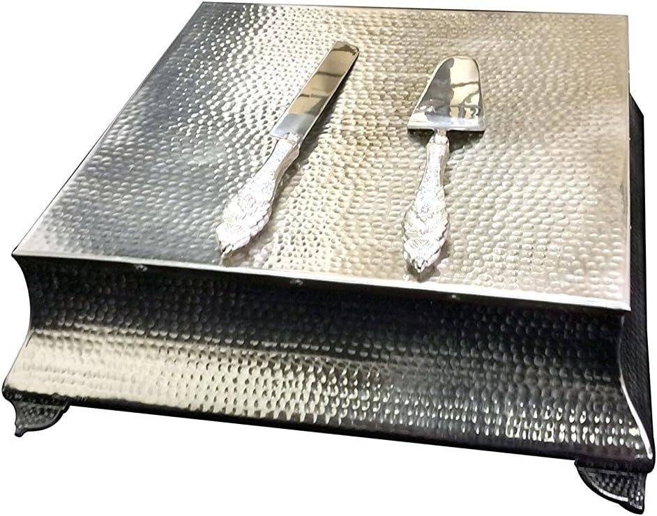 NauticalMart Silver Wedding Cake Stand 14" Square