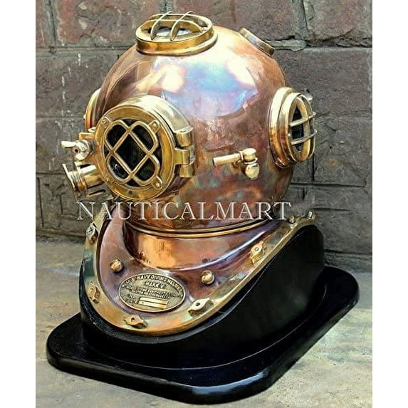 NauticalMart Solid Copper & Brass Vintage Diving Divers Helmet