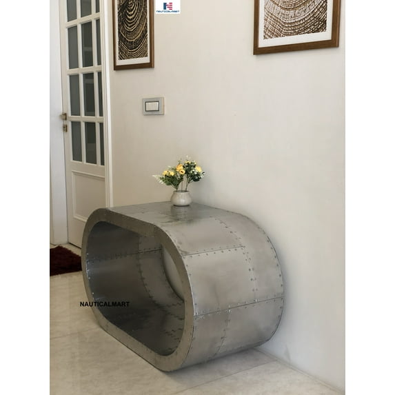 NauticalMart aviator round side table aluminum for home and office