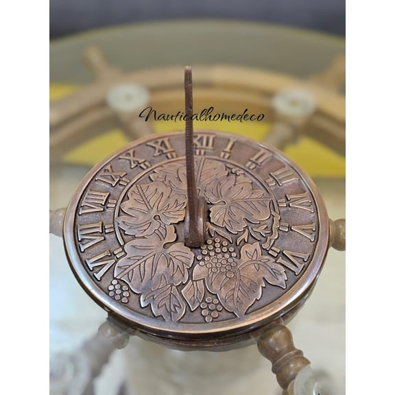 Nauticalhomedeco Engraved Brass Garden Sundial - 8" Diameter - Home Decor