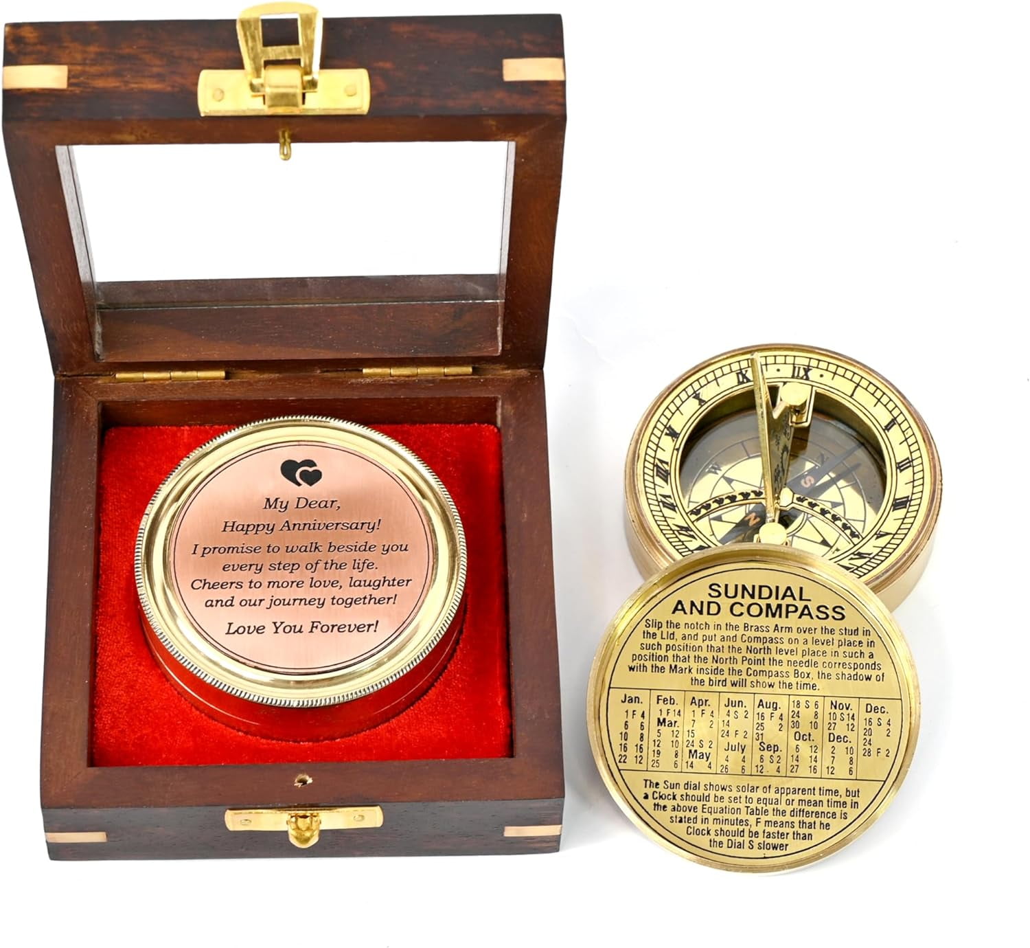 Nauticalmart - Anniversary Sundial Clock Gift for Him or Her - Unique Gift Ideas for Husband or Wife, Men Wedding Anniversary 50th 40th 25th 20th Year Celebration (Gold Brass Color