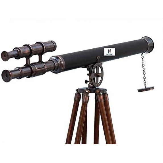Nauticalmart Floor Standing Antique Copper with Leather Griffith Astro Telescope 65"