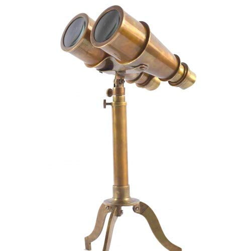 Nauticals Decor Opera Binoculars Antique Bound Nautical Accents with Antique Stand 6" Brass Opera Binoculars