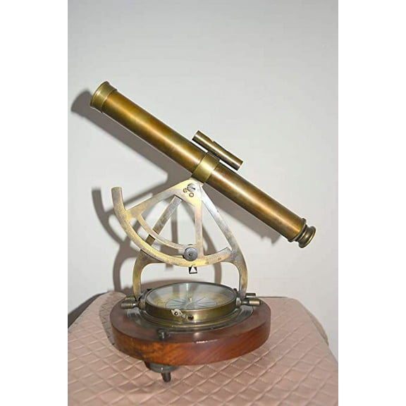 Nauticaz 9.5'' Alidade Telescope with Compass Nautical Brass Antique Marine Collectible Item