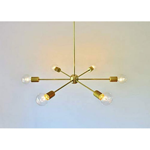 Nauticaz Sputnik Chandelier, Mid Century Modern Bronze Pendant Lighting Fixture, 6 Arm, Large Hanging Ceiling Mount Lamp