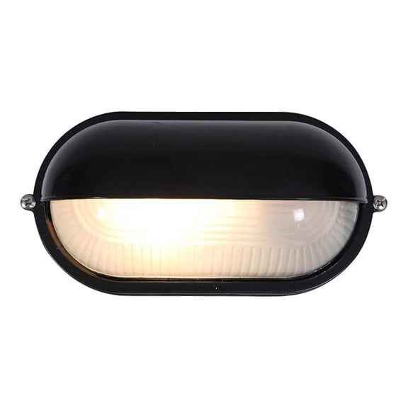 Nauticus - Wet Location Bulkhead - Black Finish - Frosted Glass Shade