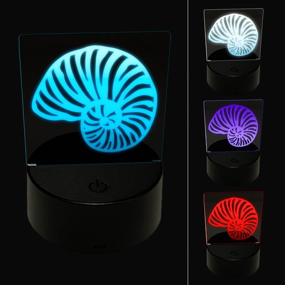 Nautilus Beach Sea Shell LED Night Light Sign 3D Illusion Desk Nightstand Lamp