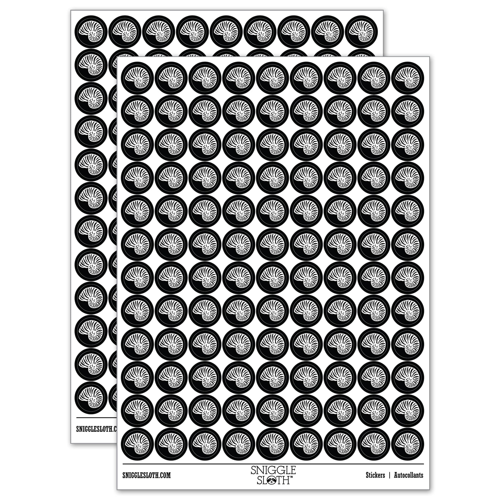 Black Shell Sticker Nautilus Beach Sea Shell 200+ Round Stickers - Black - Gloss Finish - 0 ...