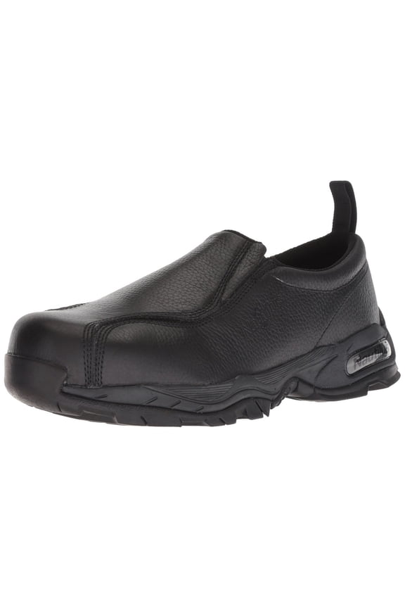 Mens Steel Toe Slip-On Shoes Black Leather Size 12 Medium Waterproof