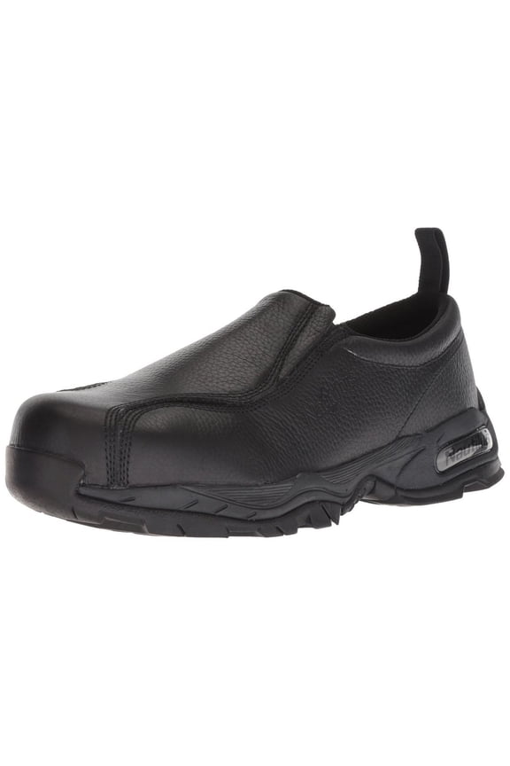 Mens Steel Toe Slip-On Shoes Black Leather Size 12 Medium Waterproof