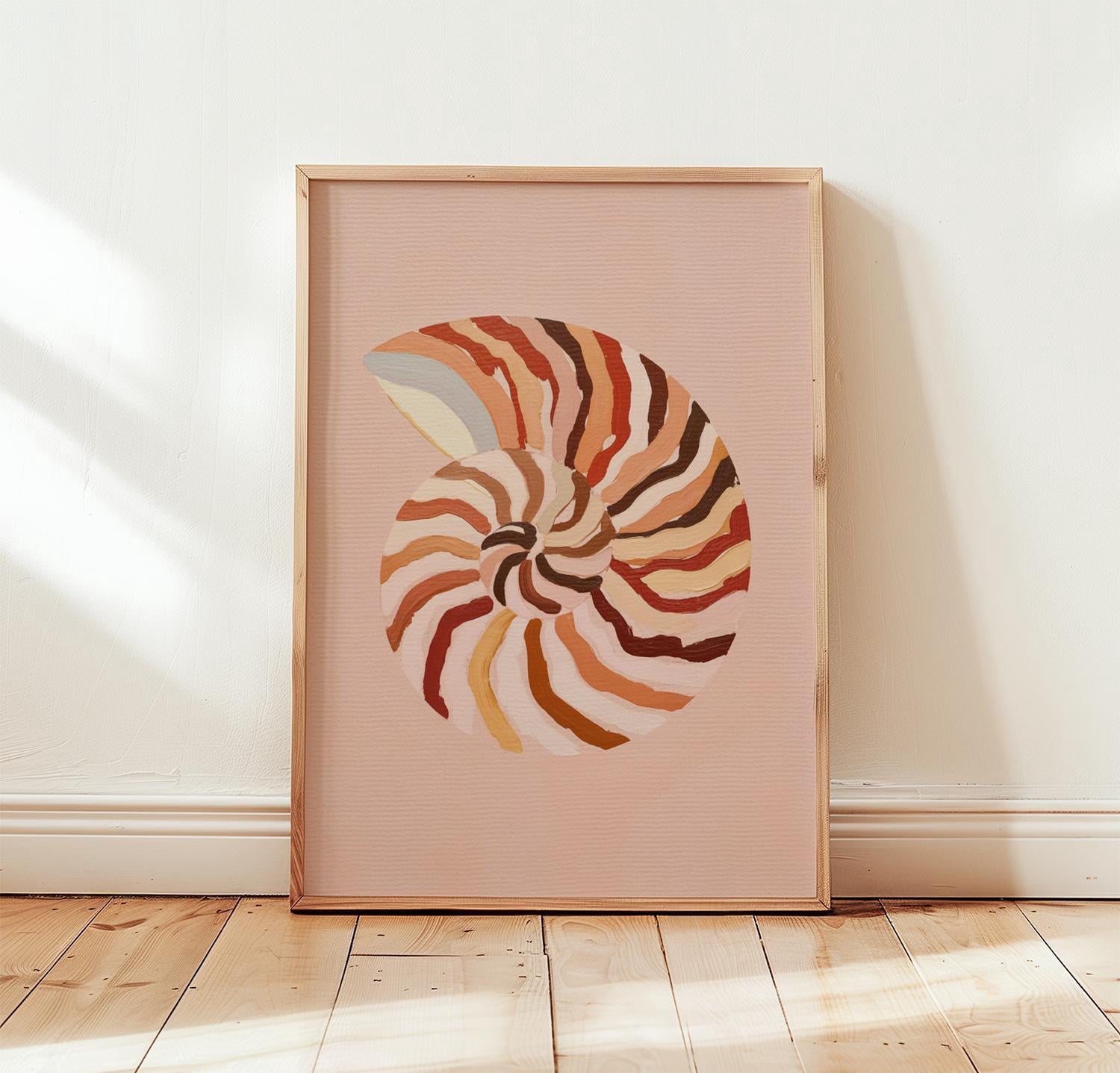 Shell Docrations Nautilus Shell Acrylic Poster Coastal Wall Art Seashell Print Pink ...