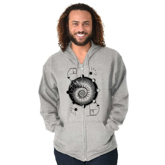 Nautilus Shell Symbolic Spiritual Unisex Fleece Graphic Zip Up Hoodie Brisco Brands 2X