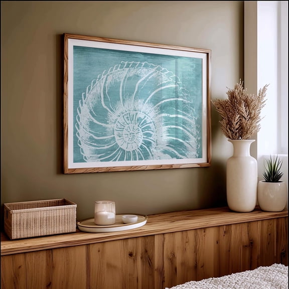 Nautilus Shell Wall Art, Turquoise Coastal Beach Decor, Boho Ocean Print, Beachy Art, Poster Decor, Size 24x36 UNFFRAMED F03.1.8l134