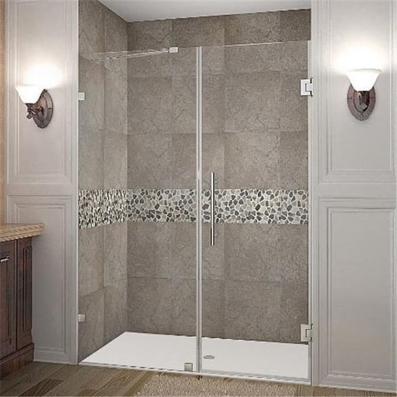 Nautis 59 x 72 in. Completely Frameless Hinged Shower Door in Stainless Steel