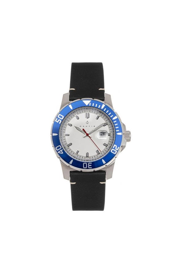 Dive Pro 200 Leather-Band Watch w/Date - Blue/White