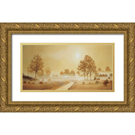 Nauts, Frans 32x18 Gold Ornate Wood Framed with Double Matting Museum Art Print Titled - Misty landscape II