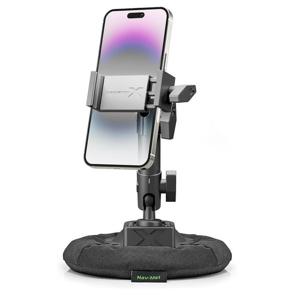 Nav-Mat and X Heavy Duty Cell Phone Dock PRO Metal Clamp Phone Mount Portable Phone Holder and Portable Universal Anti Skid Underside Friction Pad Phone Stand