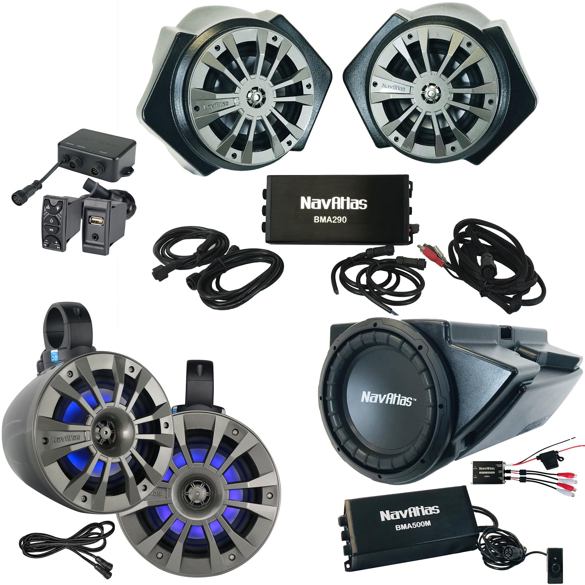 NavAtlas RZR2ZONE4 NA2BT Bluetooth Receiver with RollBar & Kick