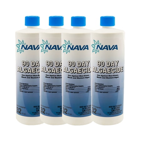 Nava 1 Quart 10% Quat Algaecide Swimming Pool Chemical - 4 Pack