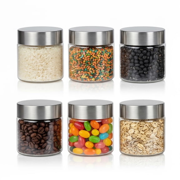 Navadiya Brothers Plus Range Plastic Storage Containers For Kitchen Airtight | Steel Cap Jar Set Of 6 Food Grade Boxes For Storing | Bpa - Free, Stackable | 200 Ml, Transparent