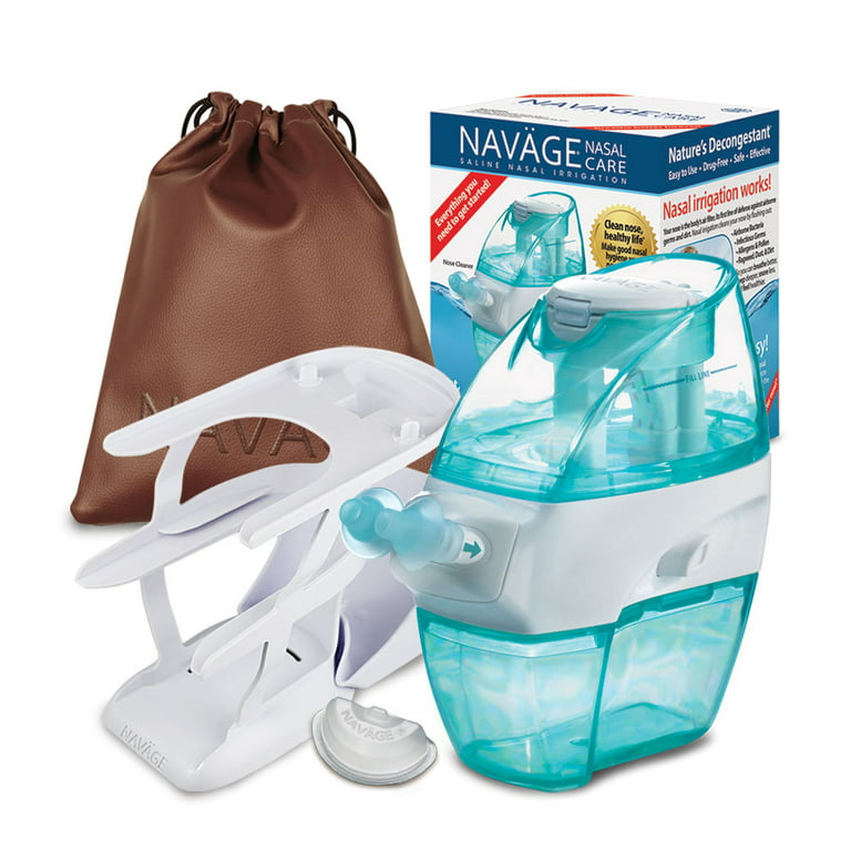Navage Nasal Care TRAVEL Bundle: Navage Nose Cleaner, Burgundy Travel Bag,  and 20 SaltPods