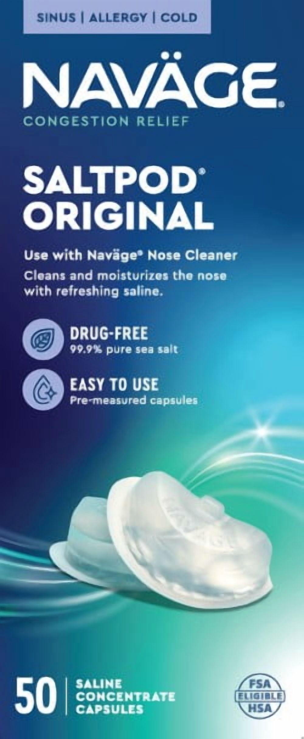 Navage Nasal Care SaltPods, Original Sea Salt, 50 Count