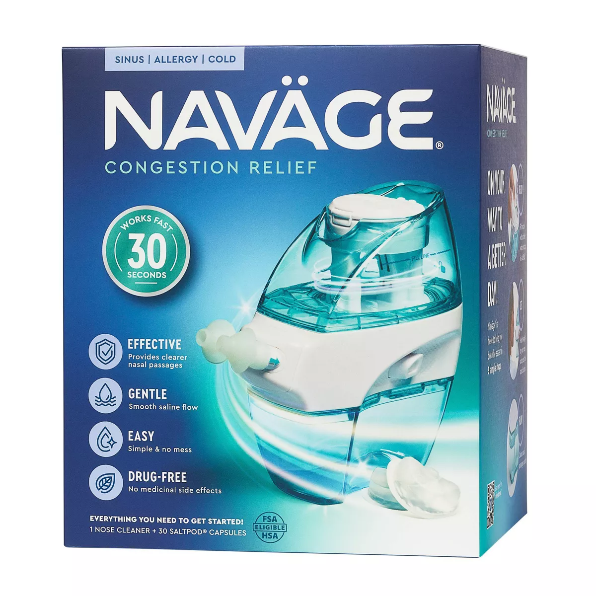 Navage Nose Cleaner and 30 SaltPod Capsules, Blue ... - Walmart