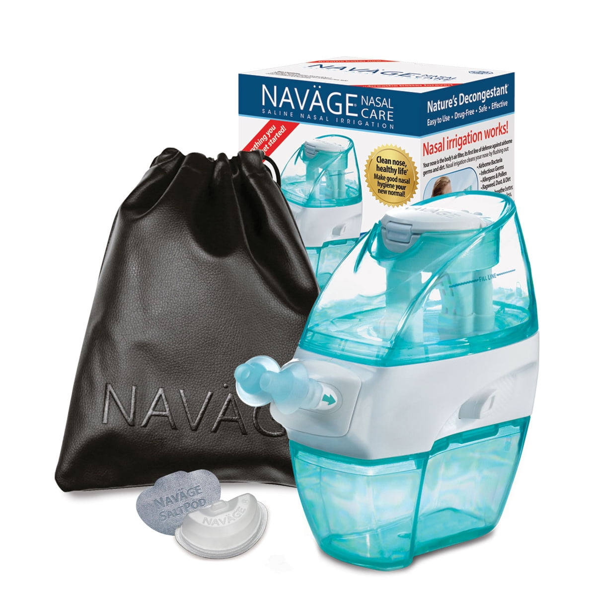 Navage Nasal Care TRAVEL Bundle: Navage Nose Cleaner, Black Travel Bag, and  20 SaltPods