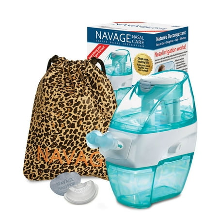 Naväge Nasal Irrigation Nose Cleaner, 20 SaltPods, and Leopard Travel Bag
