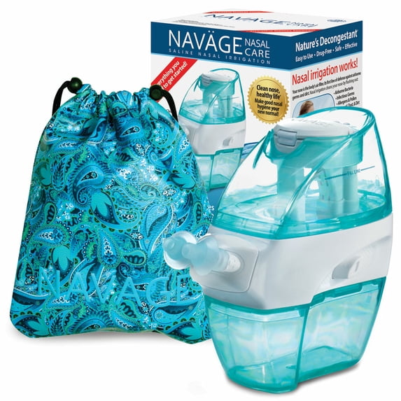 Navage Nasal Care TRAVEL Bundle: Navage Nose Cleaner, Paisley Travel Bag, and 20 SaltPods
